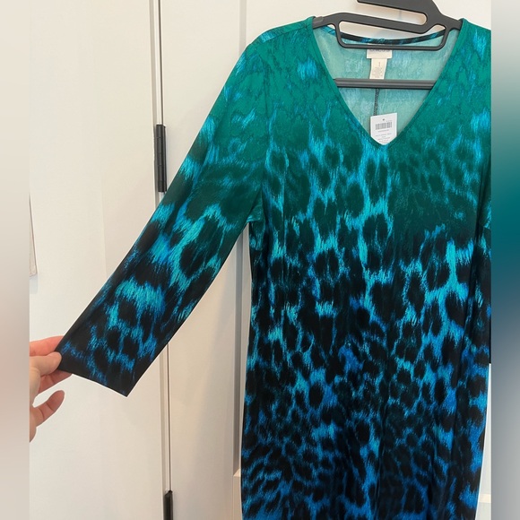 NWT Chico’s Animal Print Leopard Marie 3/4 Sleeve Knee Length Dress Medium 8 - Picture 2 of 8